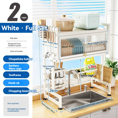 Cheap Price 2 Tier White Sink Storage Dry Dish Racks Shelving Units For Kitchen