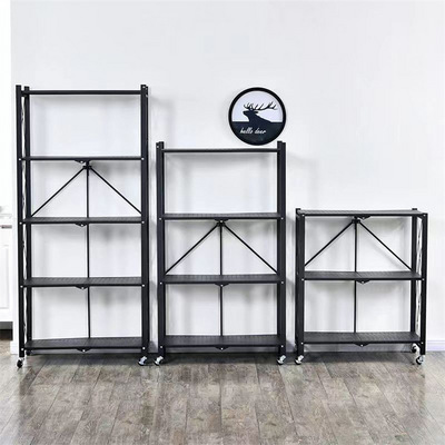 Hot Sale Black 5 Tier Display Shelves Folding Storage Rack Shelving Units For Home