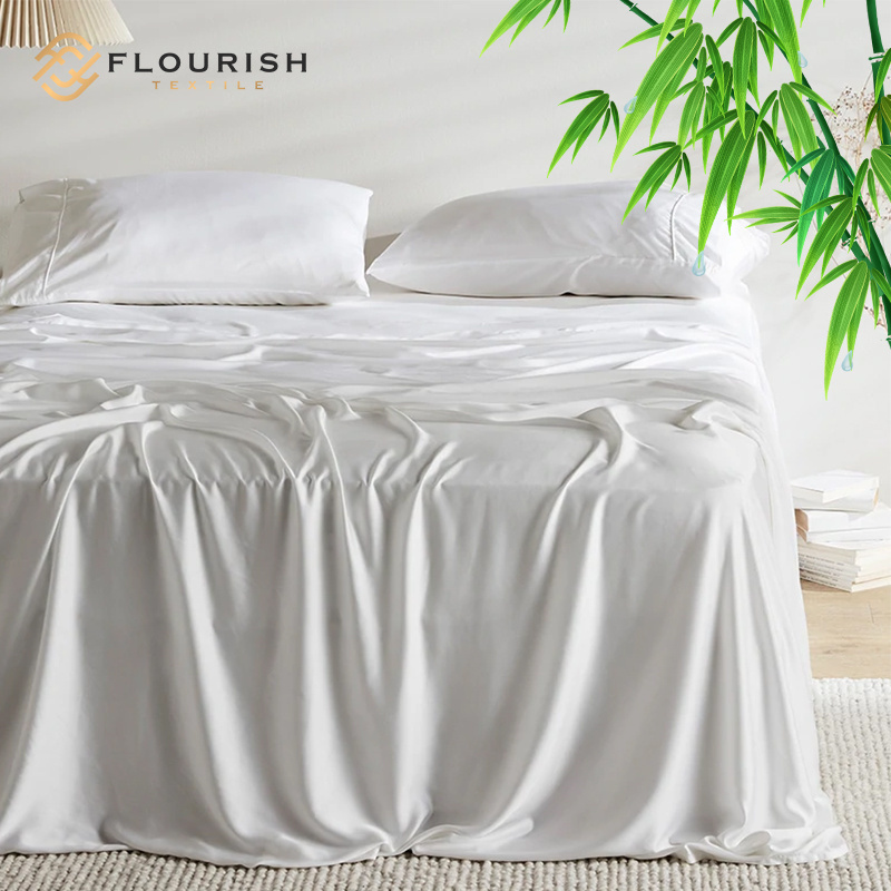 Flourish 100% Bamboo lyocell 300TC 173*120 60s*40s 1/4 copper bedding set bed sheet bed sheets wholesale duvet cover