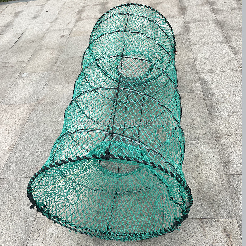 large folding cod coil pot aquaculture fish trap net hdpe circular cage fish trap