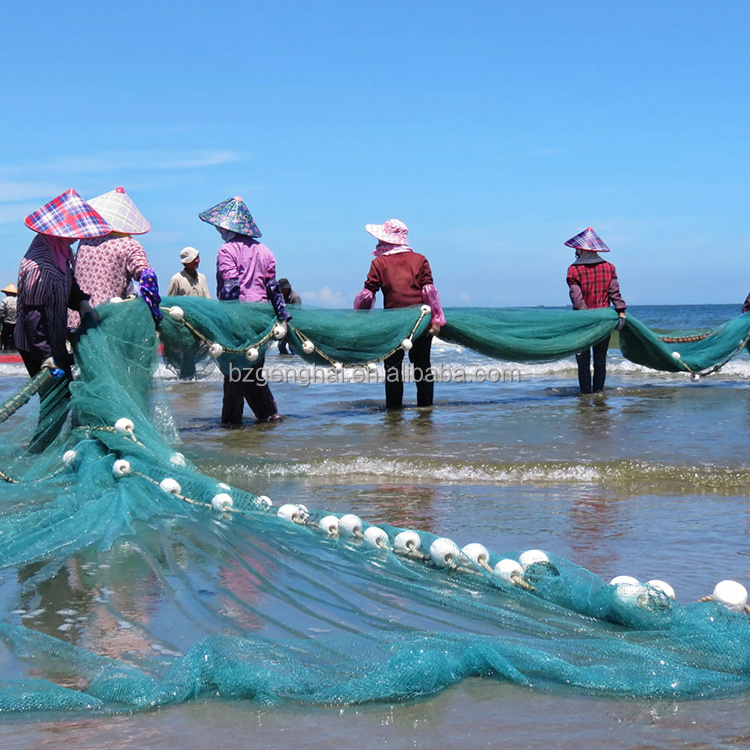 commercial green Fishing Net for Hunting Fish Trawl Net with large float and sinker