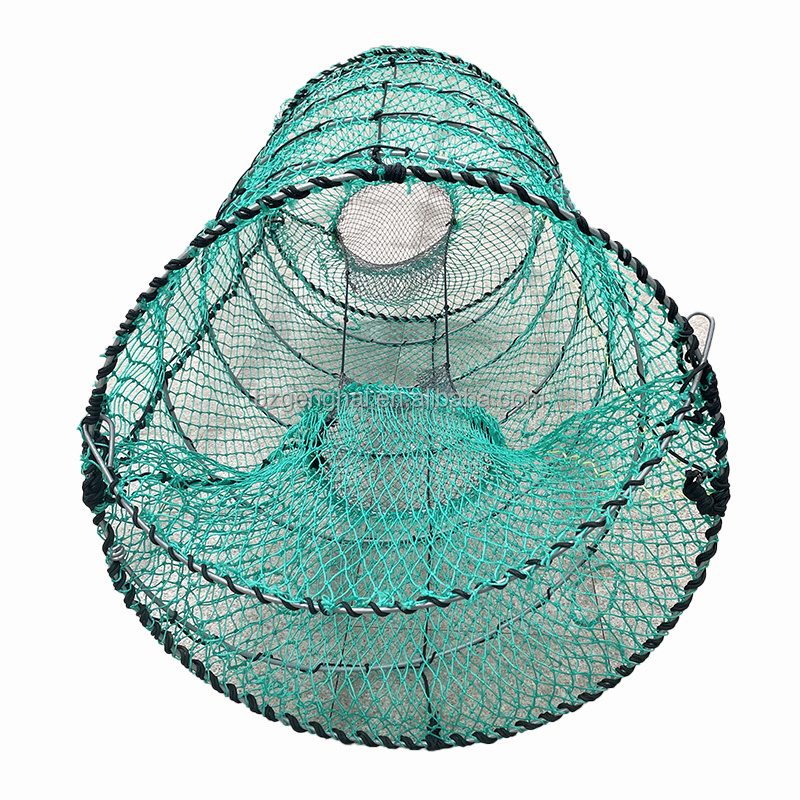 large folding cod coil pot aquaculture fish trap net hdpe circular cage fish trap