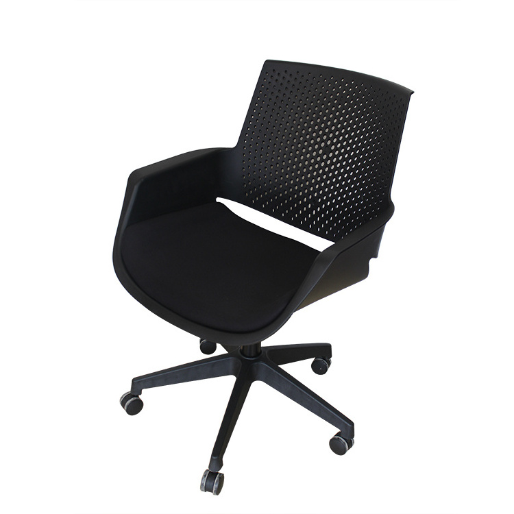 Wholesale price modern design hight adjustable plastic swivel office chair with wheel base