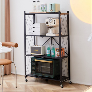 hot sale 4-tier Movable Garage Wire Shelving Units Foldable Storage Shelves