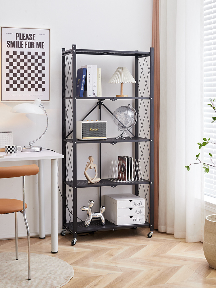 hot sale 4-tier Movable Garage Wire Shelving Units Foldable Storage Shelves