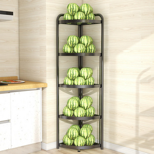 Factory hot sale Home Black iron Metal Wire 3 Tiers Folding Kitchen Corner Storage Shelf For Kitchenware