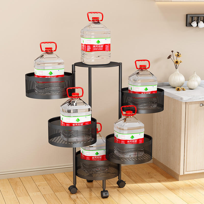 Hot Sale Multi-layer Rotatable Storage Cart 360 Degree Fruit Vegetable Shelf Kitchen Rotating Storage Rack