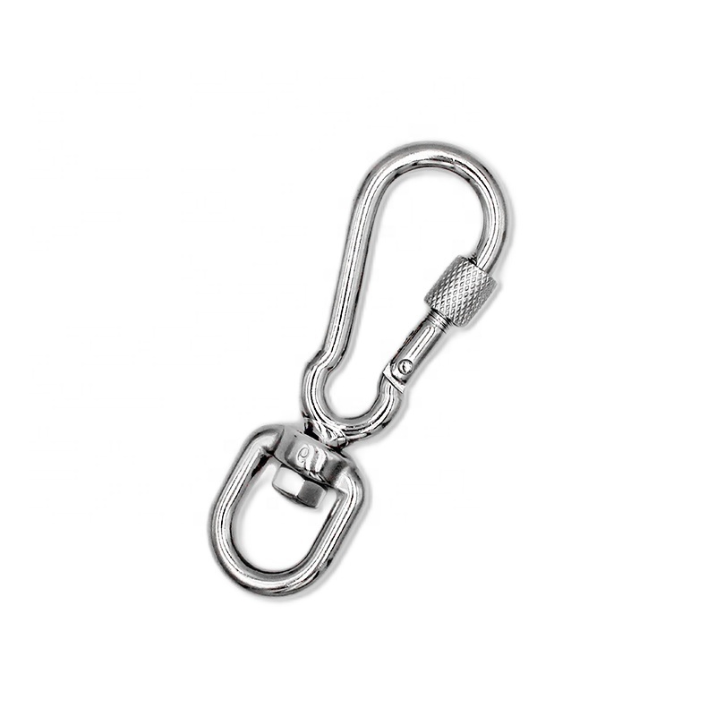 Grade 304 316 Complete Specifications Stainless Steel Gourd Type Carabiner Screw Swivel Snap Hook for Climbing Pet