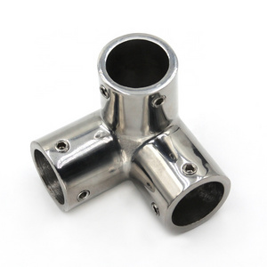 Marine 304 316 Stainless Steel Hardware Boat Handrail Rail Tee Fitting 90 Degree 3 Way Corner Elbow