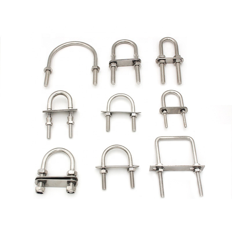 Supply High Precision Stainless Steel Right Angle Bend U Bolt Clamp Right Angle U-bolt Square Bends Square U Bolt with Washer Nu