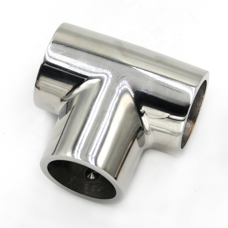 Marine 304 316 Stainless Steel Hardware Boat Handrail Rail Tee Fitting 90 Degree 3 Way Corner Elbow