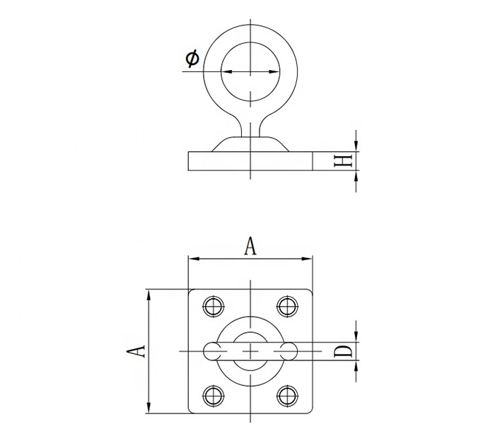 Square Heavy-Duty Ceiling Marine Eye Plates Wall Mount Ring Rotating Swivel Stainless Steel Boat Rigging Pad Eye Hanging Hook