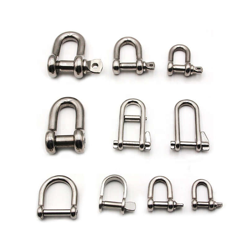 Marine Grade Standard Long D Shackle Stainless Steel Marine Hardware Bar Key Pin Shackle