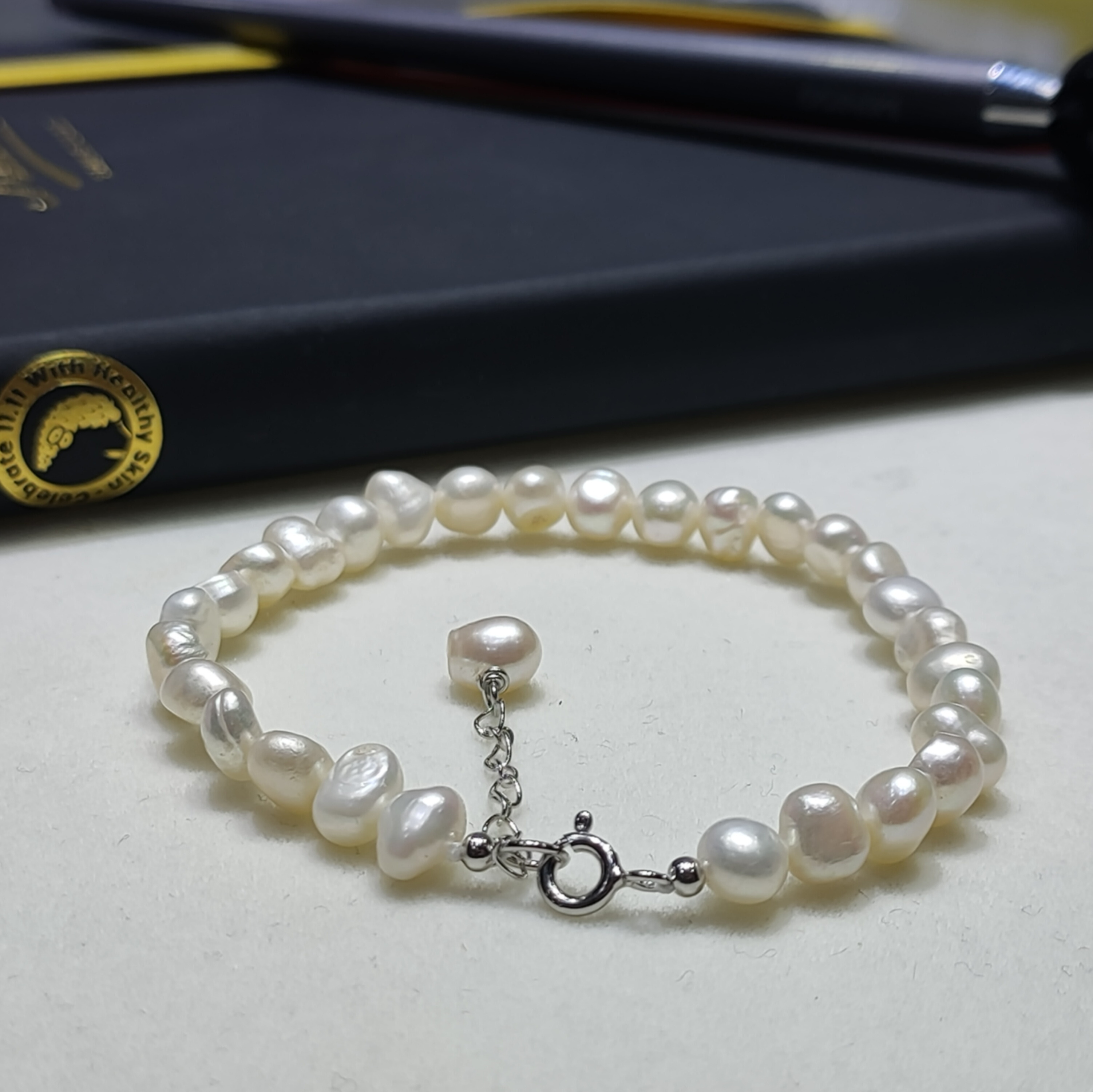 Freshwater Pearl Bracelet Buckle 5-6mm Baroque Pearl Bracelet 925 Sterling Silver Gift Cute Natural Girl Women 18+3cm 1 Piece