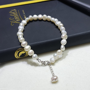 Freshwater Pearl Bracelet Buckle 5-6mm Baroque Pearl Bracelet 925 Sterling Silver Gift Cute Natural Girl Women 18+3cm 1 Piece