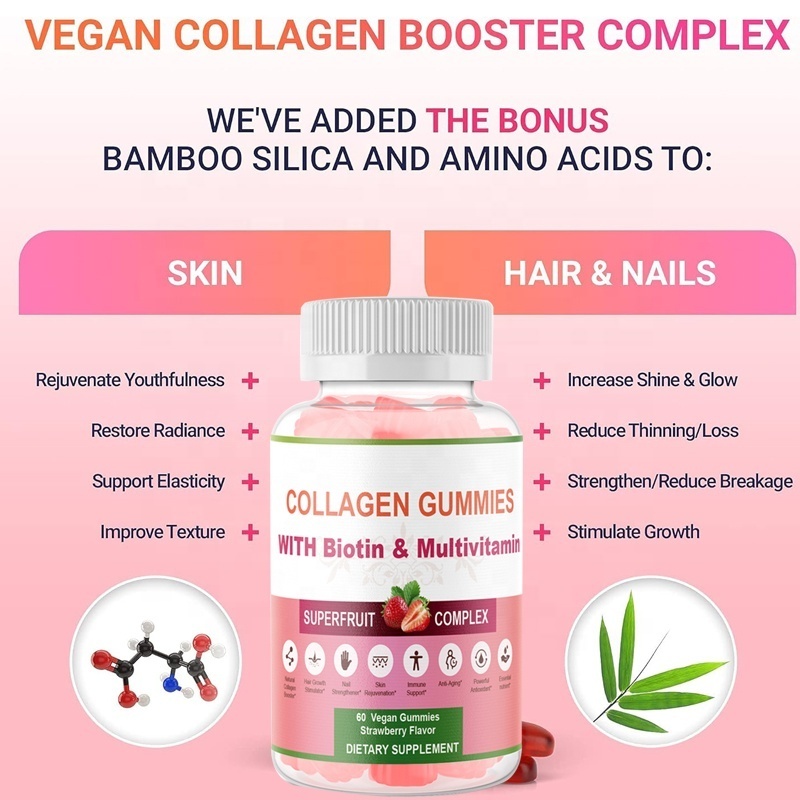 Private Label Collagen Anti-aging Gummies Supplement Brightening Skin Whitening Vegan for Skin