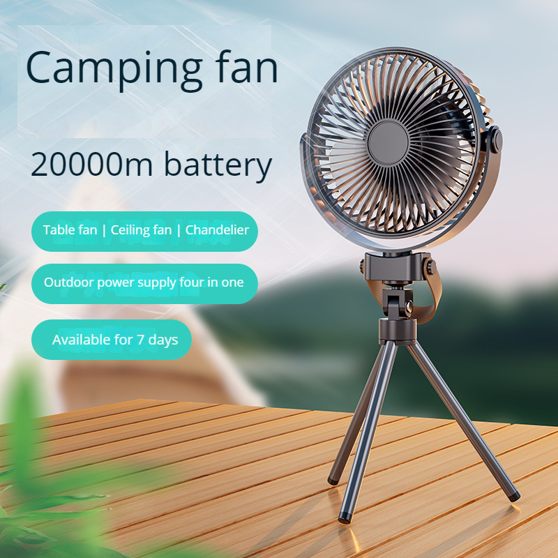 New 2023 desktop fan,portable rechargeable usb tripod fan with remote control,mini ceiling outdoor camping light fans