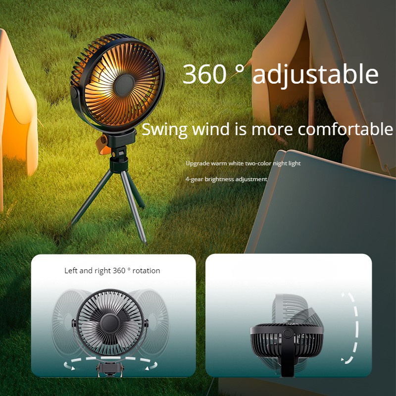 New 2023 desktop fan,portable rechargeable usb tripod fan with remote control,mini ceiling outdoor camping light fans