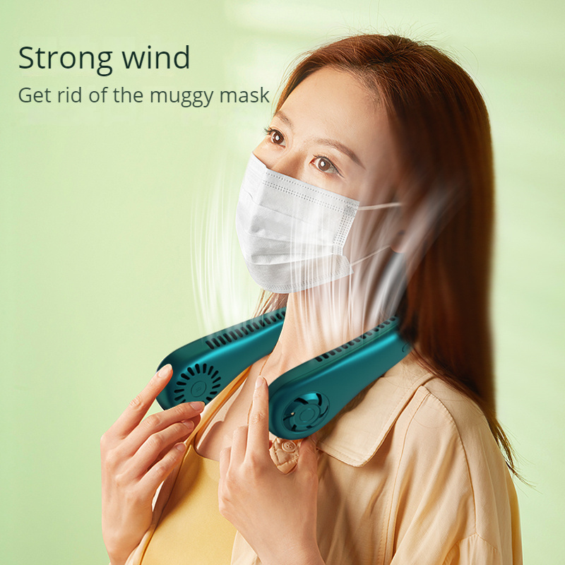 Portable 1200mAh Rechargeable Mini Neck Fan High Quality Foldable Bladeless Neck Cooling Fan