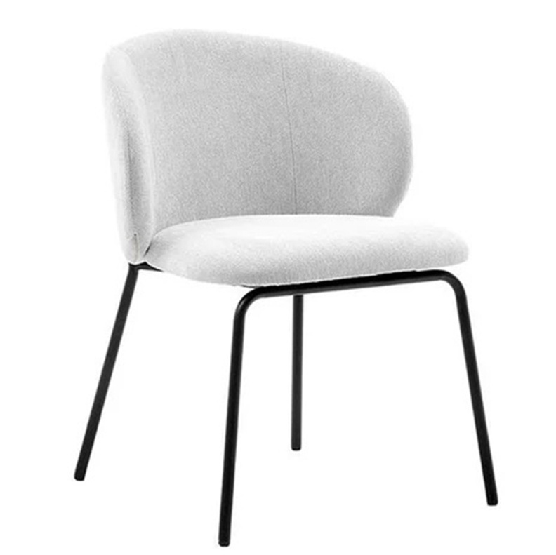 Hot Sale Wholesale Set Of 2 Fleece Fabric Upholstered Dining Chairs Modern Side Chairs With Black Metal Legs