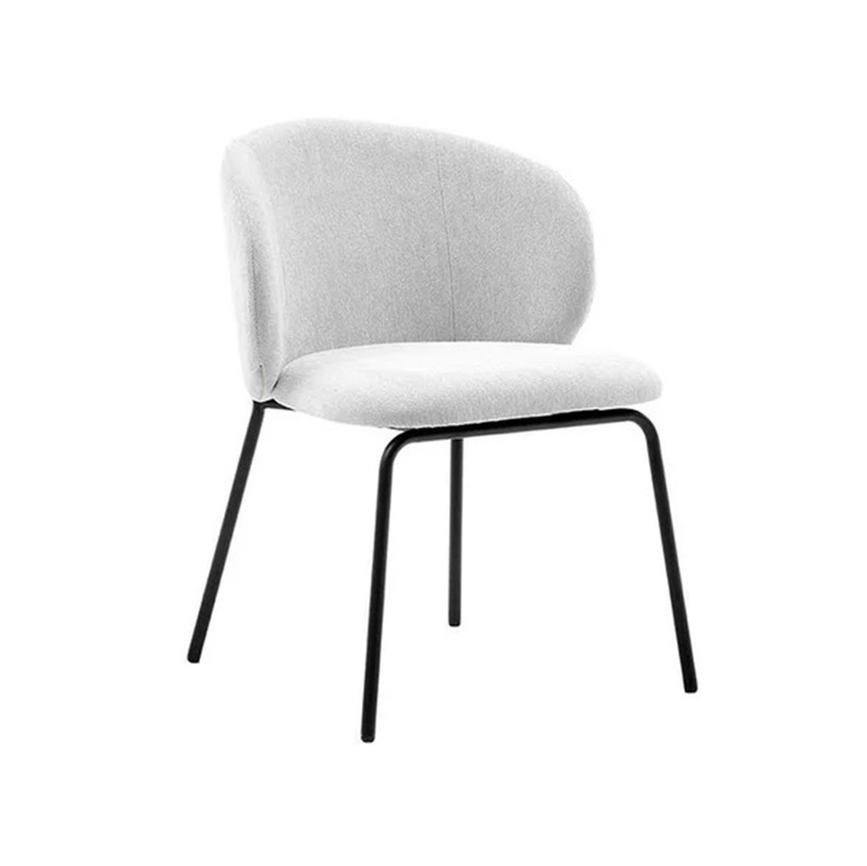 Hot Sale Wholesale Set Of 2 Fleece Fabric Upholstered Dining Chairs Modern Side Chairs With Black Metal Legs