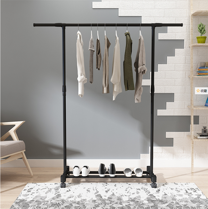 Double Rods Rolling Clothing Rack Clothes Drying Rack