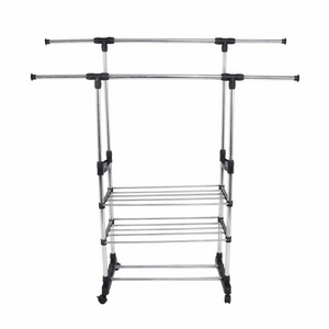 2022 New Adjustable Rolling Garment Rack Clothes Storage Organization Drying Hanging Portable Wardrobe Bottom Storage Organizer