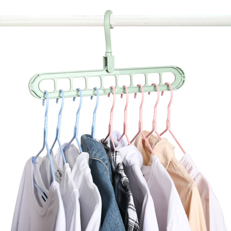 9 Holes Multi-fuction Wonder Closet Space Saver Organizer Hot Sale Rotatable Plain Colour Clothing Storage Magic Hanger