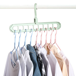 9 Holes Multi-fuction Wonder Closet Space Saver Organizer Hot Sale Rotatable Plain Colour Clothing Storage Magic Hanger