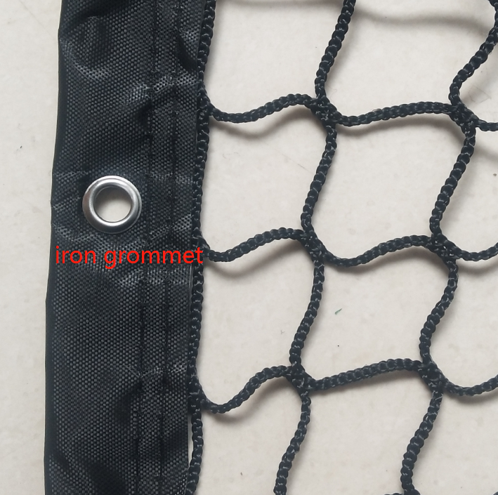 2x2cm mesh size mesh 8x24 feet PP polyester webbing pick up trailer lift truck cargo load net with 5cm edging and iron grommets