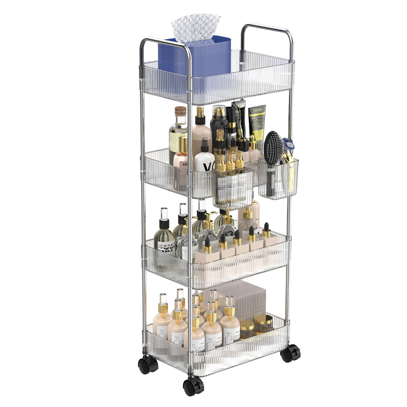 Light luxury bathroom storage shelf floor trolley mobile bathroom bedroom cosmetics storage shelf