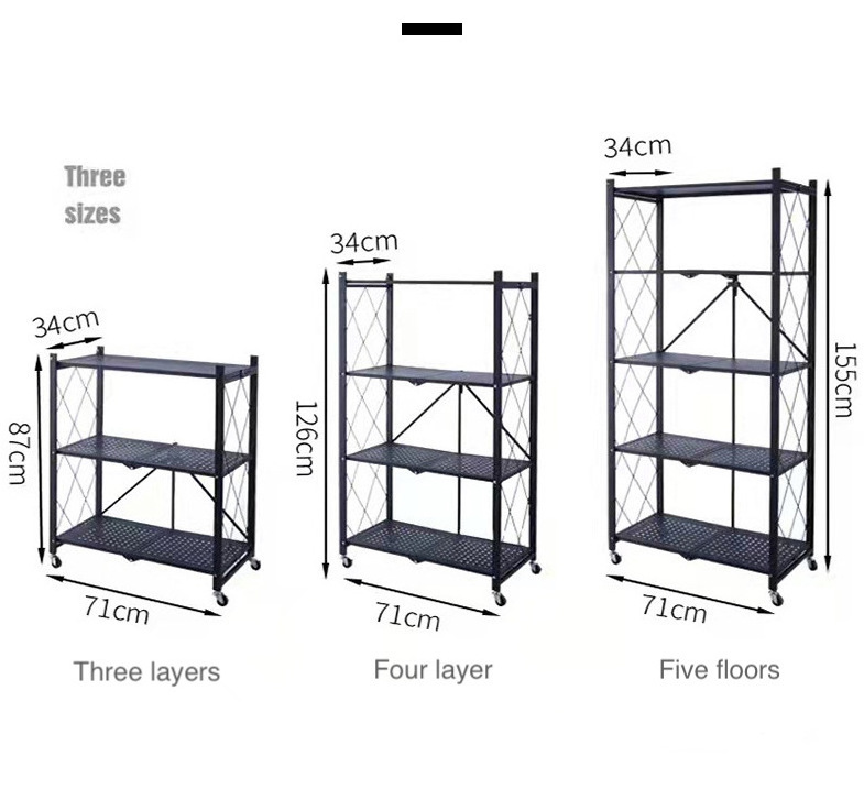 Collapsible Wire Shelving Kitchen Shelves Bookshelf Living Room Bathroom Foldable Kitchen Storage Shelves With Wheels