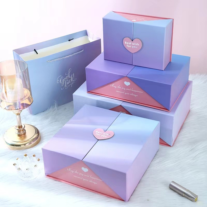 Custom logo Printing  Packaging Cardboard Paper  Gift packaging Box double door open gift box