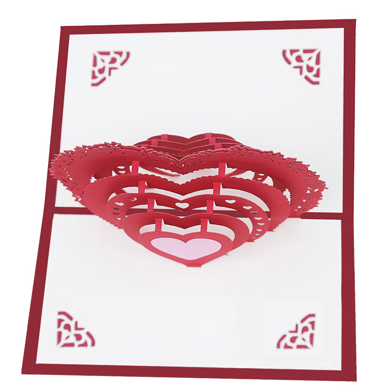 3D Pop Up Handmade Valentine Greeting Cards Wedding Invitation Greeting Card Packaging Printed Gift Paper Crafts