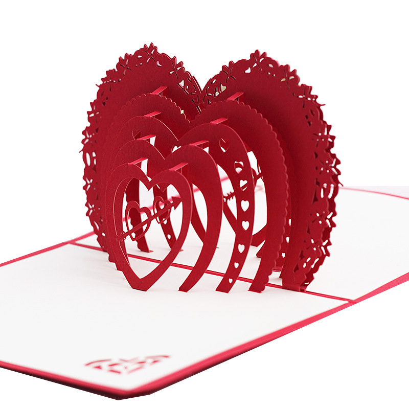 3D Pop Up Handmade Valentine Greeting Cards Wedding Invitation Greeting Card Packaging Printed Gift Paper Crafts