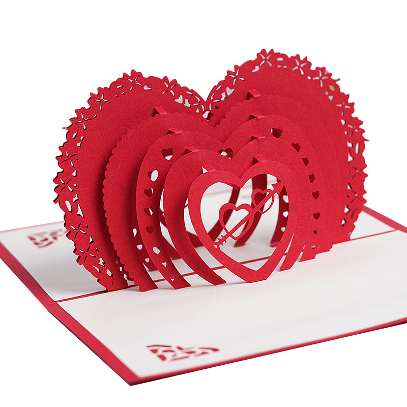 3D Pop Up Handmade Valentine Greeting Cards Wedding Invitation Greeting Card Packaging Printed Gift Paper Crafts