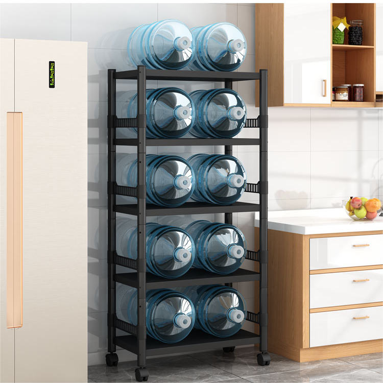 3/4/5 Layers Shelves Metal Shelf Rack adjustable Mobile Kitchen Storage Organizer