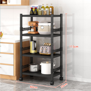 3/4/5 Layers Shelves Metal Shelf Rack adjustable Mobile Kitchen Storage Organizer