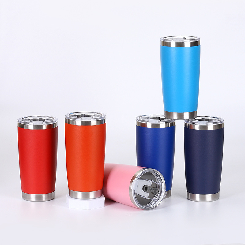 Hot Sell Custom box Vacuum Insulated  Double wall stainless steel Powder coated paint 20OZ Water tumbler with lid