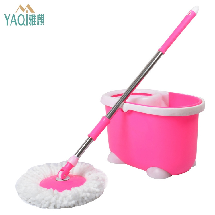 Best selling household cleaning microfibre 360 degree rotating pink mop bucket