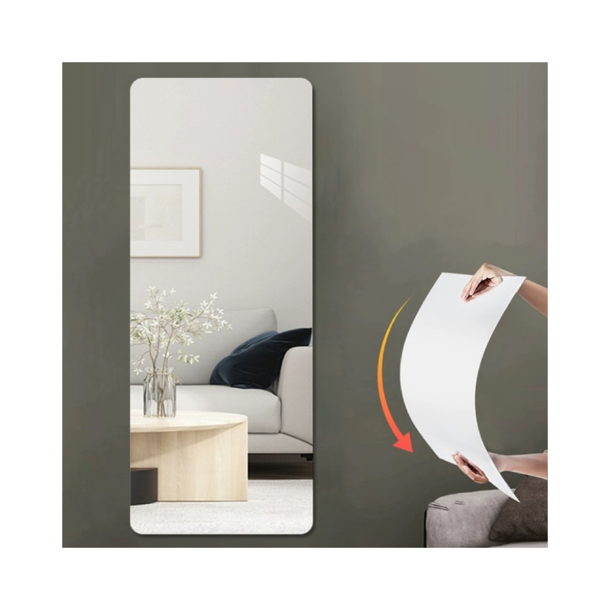 High definition Square Rectangle Waterproof Unbreakable  Acrylic Mirror Sheet Wall Decor Full Length Adhesive Mirror