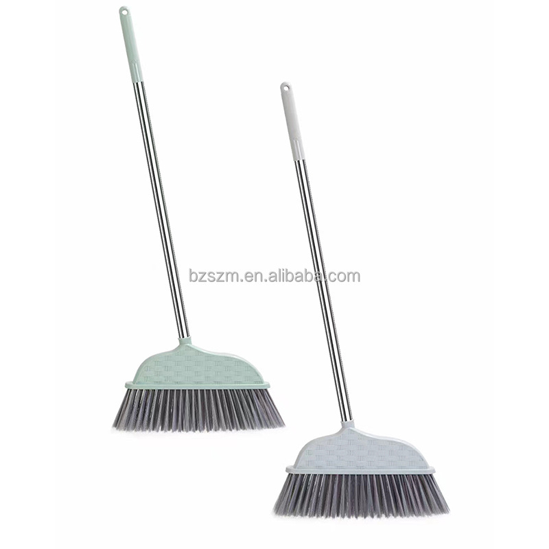 Indoor Plastic Broom Head with Feathered Bristles for Home Cleaning Ideal for All Floors Broomstick