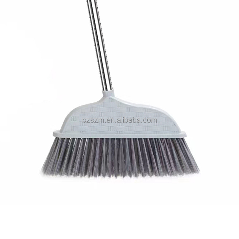 Indoor Plastic Broom Head with Feathered Bristles for Home Cleaning Ideal for All Floors Broomstick