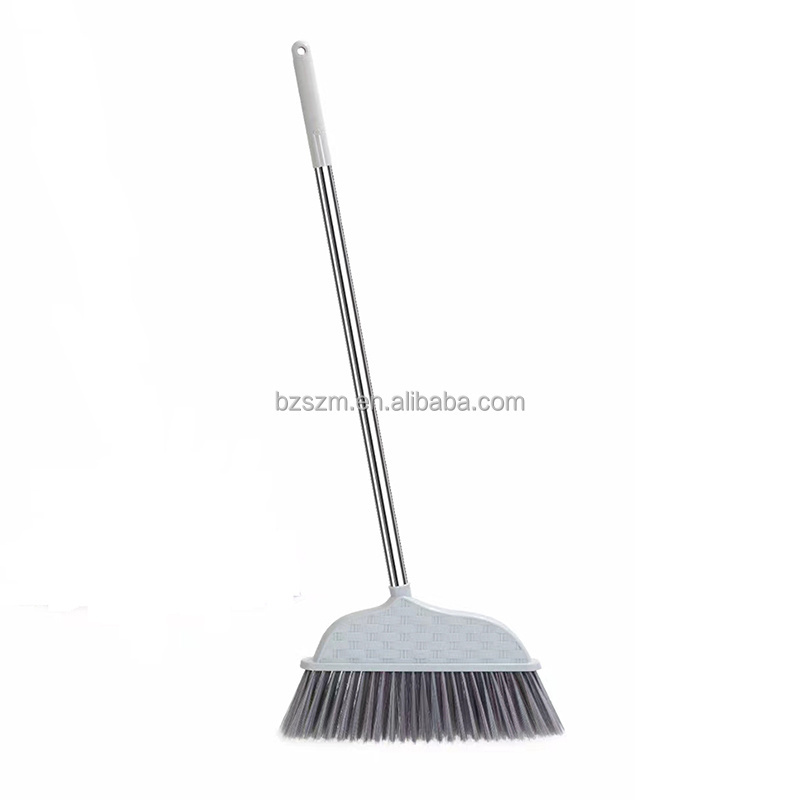 Indoor Plastic Broom Head with Feathered Bristles for Home Cleaning Ideal for All Floors Broomstick