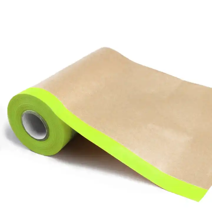 Disposable spray Kraft Tape Pre Taped Masking Film Tape For Car Painting