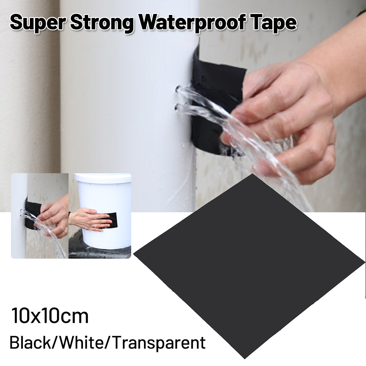 Transparent/Black/White Leak Stopper Strong Waterproof Tape Broken Pipe Repair Adhesive Tape Cut In Pieces 10cm*10cm