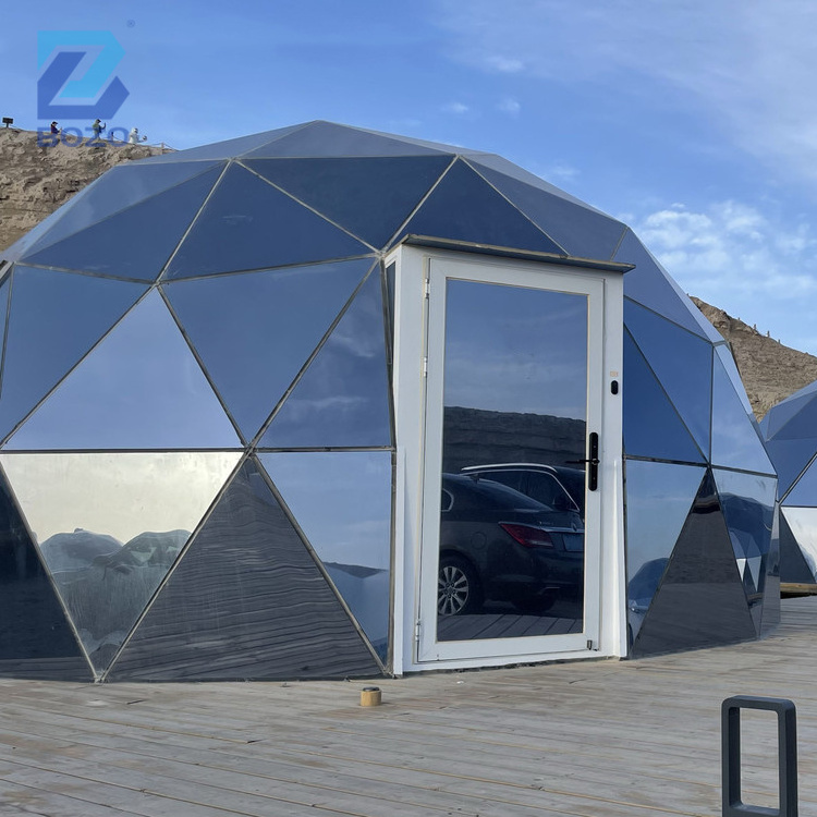 Guangzhou Bozo Luxury Glamping Dome Tent with Glass Window Glamping Glass Geodesic Dome House Dome Tents For Camping 4 Person