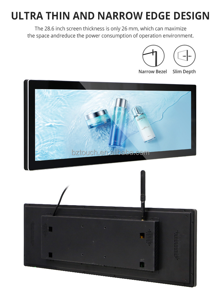 Ultra Wide Monitor Supermarket Display Touch Screen Shelf 19