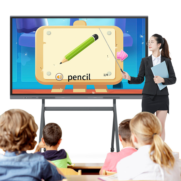 HUSHIDA 65 75 86 100 Inch 4K Display Smart Board Touch Screen Digital School Teaching Flat Panel Interactive Whiteboard