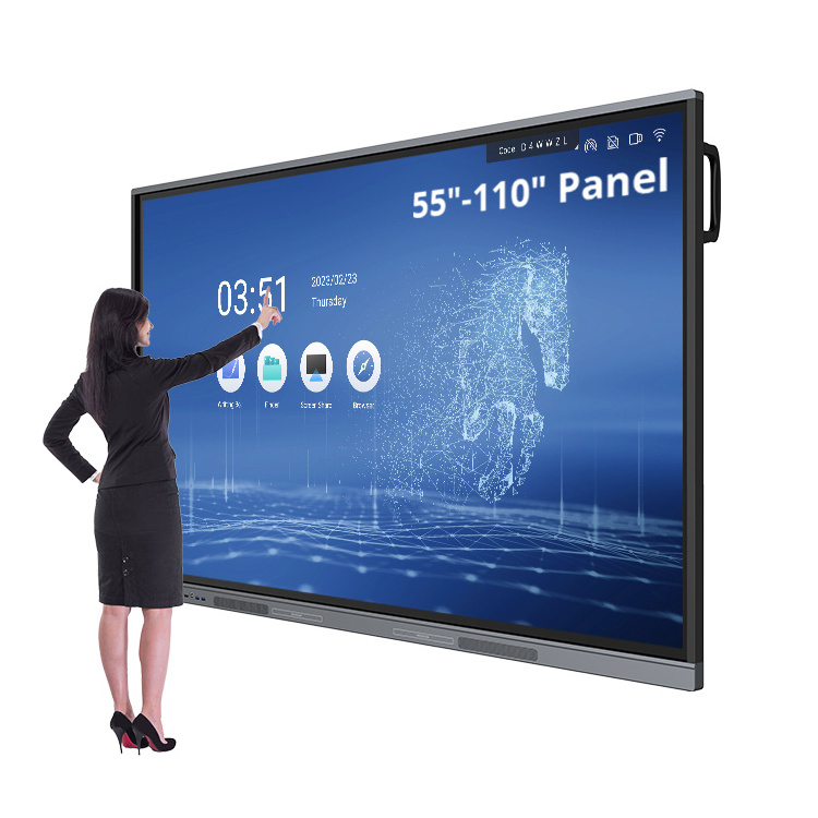 55 65 75 85 86 98 110 inch Pen Finger Touch Interactive Flat Panel 4k Lcd Digital Interactive Smart Boards for Schools Teaching